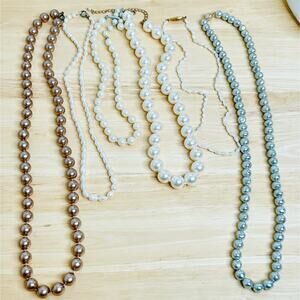Vintage to Modern Faux Pearls Various Colors Shapes Bracelets and Necklaces Lot